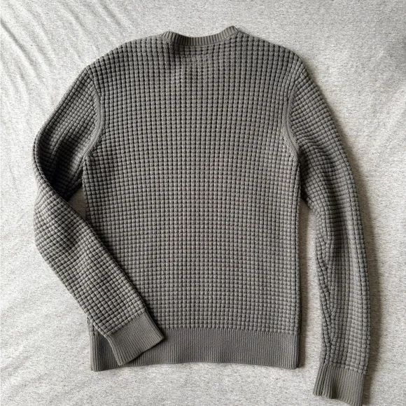 All Saints Gray Waffle Knit Crewneck Sweater